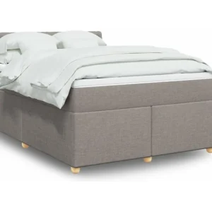 Cama com molas/colchão 140x190 cm tecido castanho-acinzentado Edição com Espelho