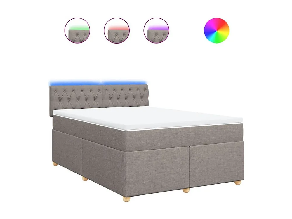 Cama com molas/colchão 140x190 cm tecido castanho-acinzentado Edição com Espelho