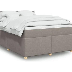 Cama com molas/colchão 140x190 cm tecido castanho-acinzentado para Quartos de Casal