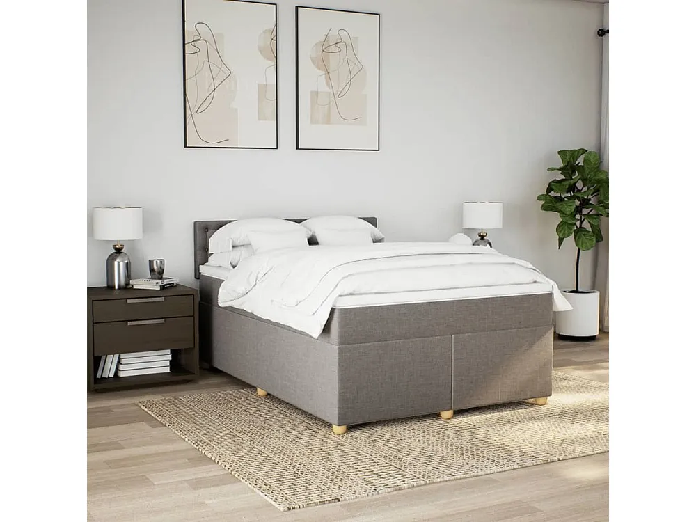 Cama com molas/colchão 140x190 cm tecido castanho-acinzentado para Quartos de Casal