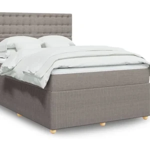Cama com molas/colchão 140x190 cm tecido castanho-acinzentado Tecido Resistente