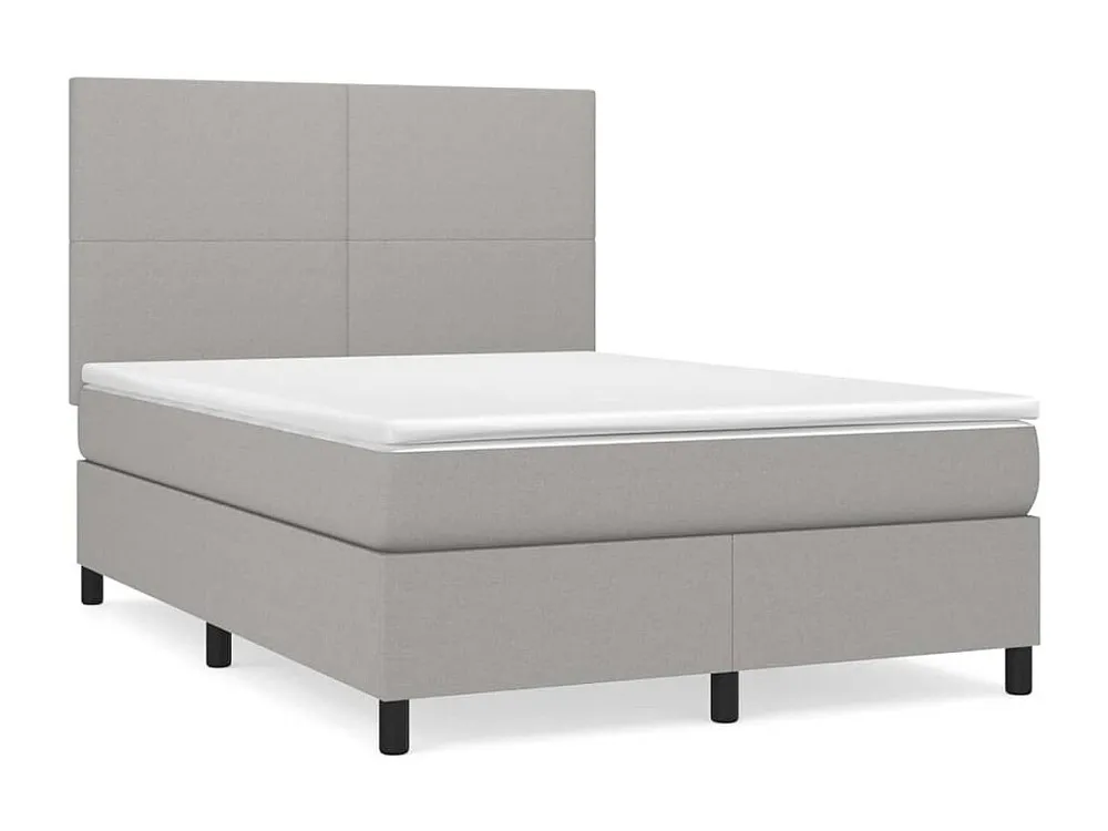 Cama com molas/colchão 140x190 cm tecido cinzento-claro com Pés Ajustáveis