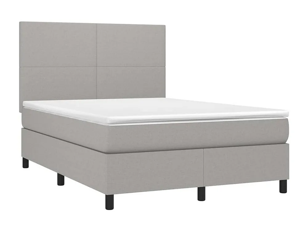 Cama com molas/colchão 140x190 cm tecido cinzento-claro com Pés Ajustáveis