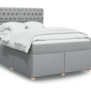 Cama com molas/colchão 140x190 cm tecido cinzento-claro com Pés Ajustáveis