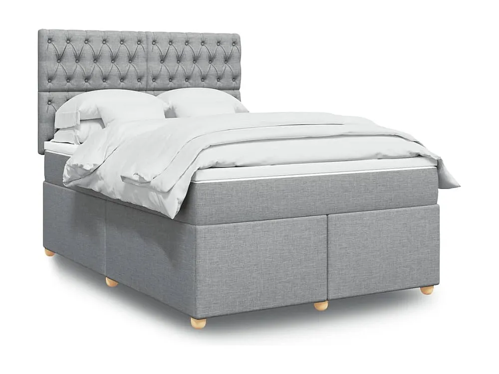Cama com molas/colchão 140x190 cm tecido cinzento-claro com Pés Ajustáveis