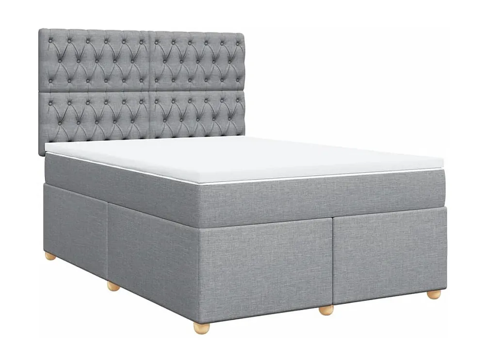 Cama com molas/colchão 140x190 cm tecido cinzento-claro com Pés Ajustáveis