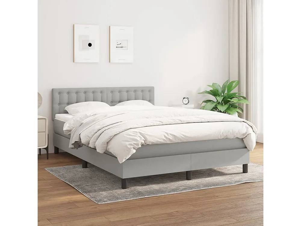 Cama com molas/colchão 140x190 cm tecido cinzento-claro com Pés Ajustáveis