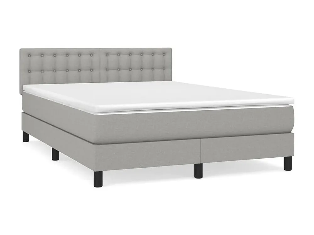 Cama com molas/colchão 140x190 cm tecido cinzento-claro com Pés Ajustáveis