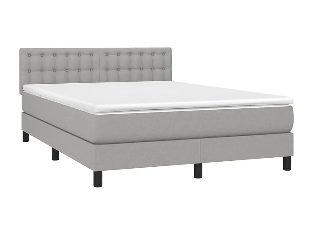 Cama com molas/colchão 140x190 cm tecido cinzento-claro com Pés Ajustáveis
