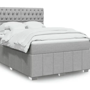 Cama com molas/colchão 140x190 cm tecido cinzento-claro para Quartos de Casal
