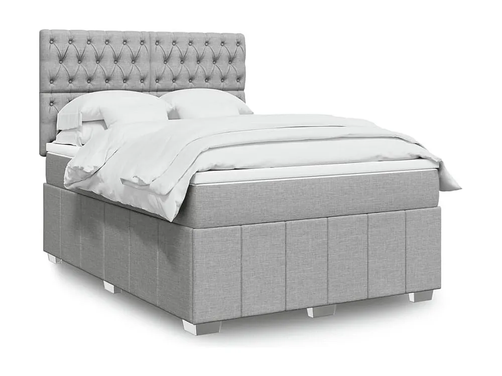 Cama com molas/colchão 140x190 cm tecido cinzento-claro para Quartos de Casal