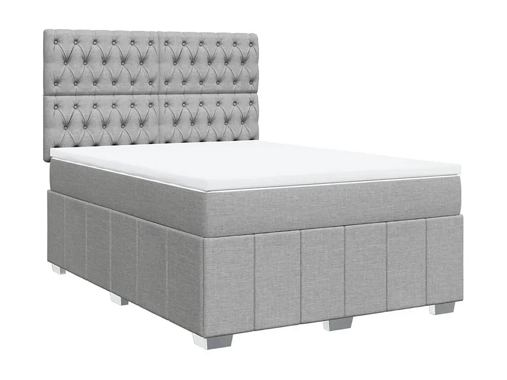 Cama com molas/colchão 140x190 cm tecido cinzento-claro para Quartos de Casal