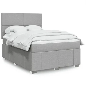 Cama com molas/colchão 140x190 cm tecido cinzento-claro | Design Escandinavo |