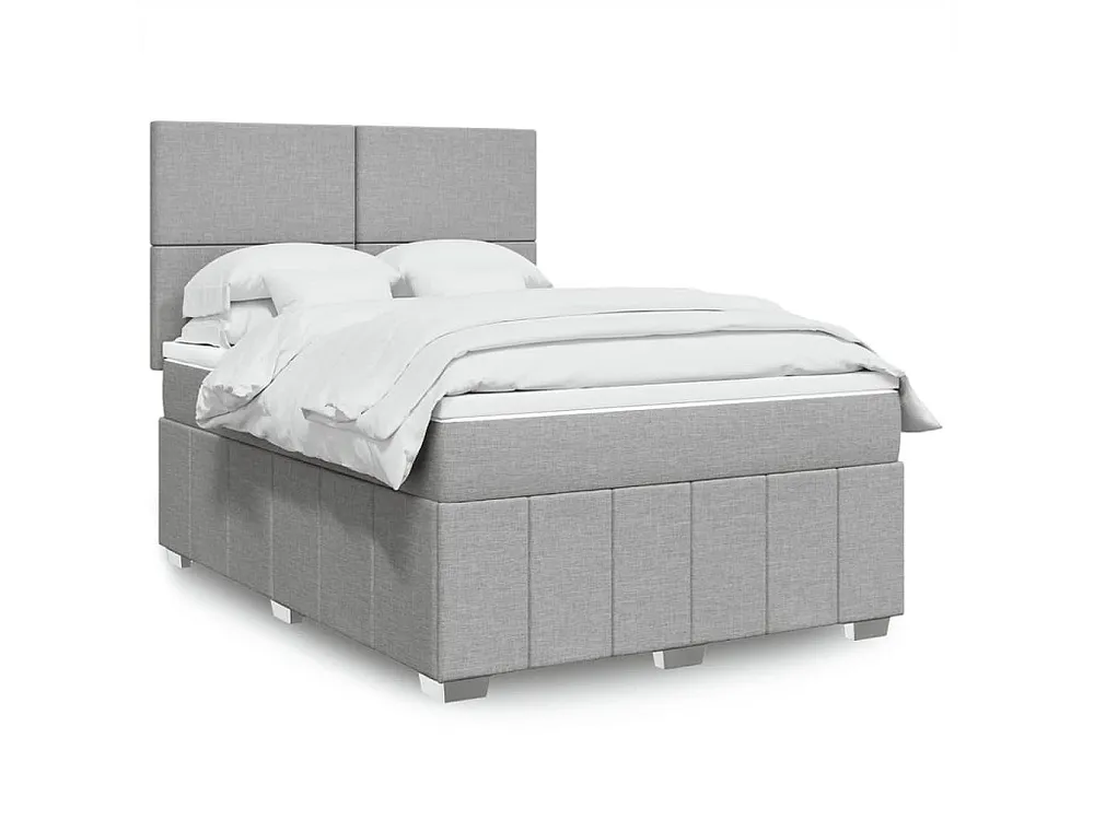 Cama com molas/colchão 140x190 cm tecido cinzento-claro | Design Escandinavo |