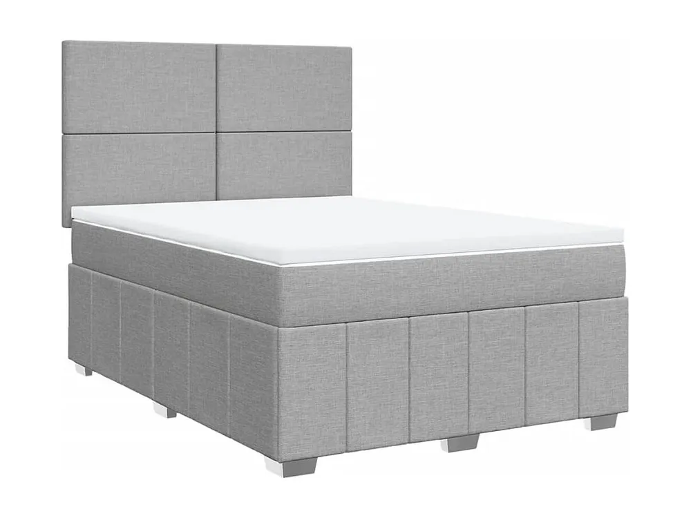 Cama com molas/colchão 140x190 cm tecido cinzento-claro | Design Escandinavo |
