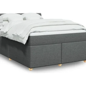 Cama com molas/colchão 140x190 cm tecido cinzento-escuro | Design Escandinavo |