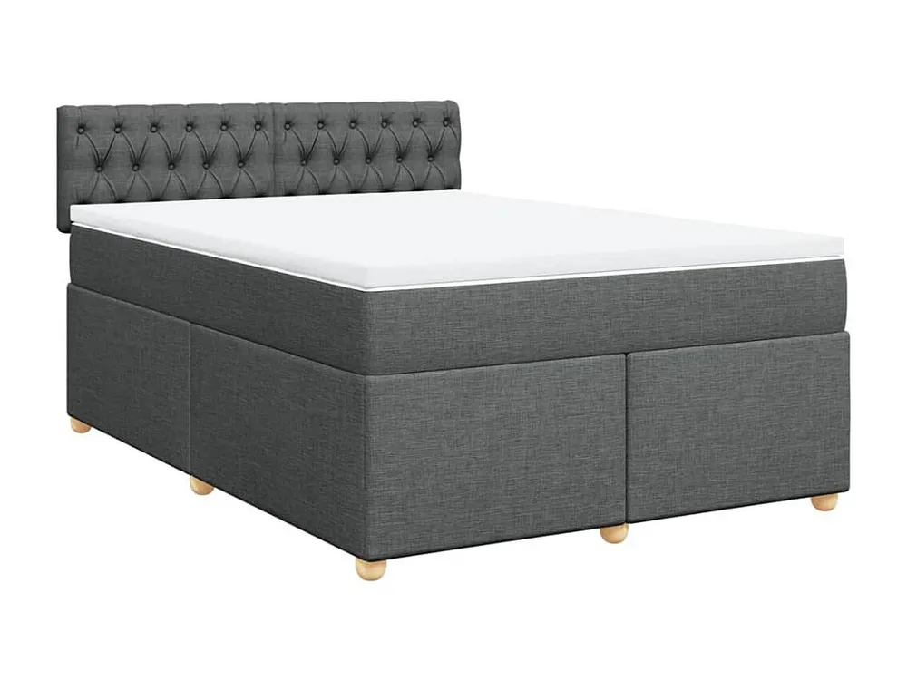 Cama com molas/colchão 140x190 cm tecido cinzento-escuro | Design Escandinavo |