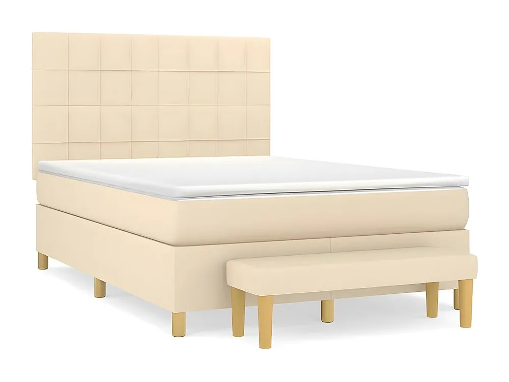 Cama com molas/colchão 140x190 cm tecido cor creme em Pinho Natural