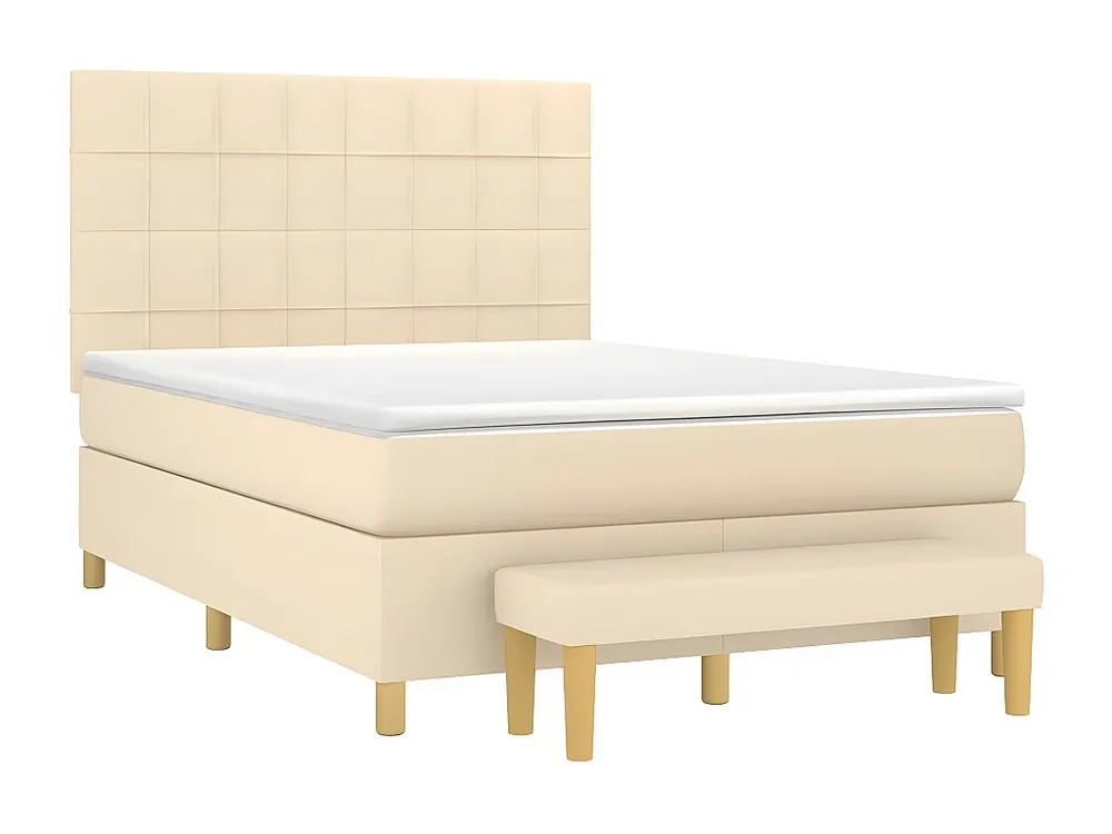 Cama com molas/colchão 140x190 cm tecido cor creme em Pinho Natural