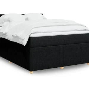 Cama com molas/colchão 140x190 cm tecido preto com Cabideiro Incluso