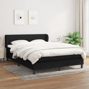 Cama com molas/colchão 140x190 cm tecido preto com Cabideiro Incluso