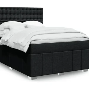 Cama com molas/colchão 140x190 cm tecido preto Fácil Montagem