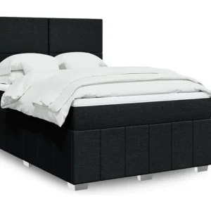 Cama com molas/colchão 140x190 cm tecido preto com Cabideiro Incluso