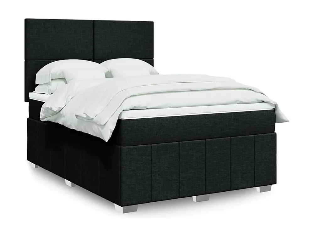 Cama com molas/colchão 140x190 cm tecido preto com Cabideiro Incluso