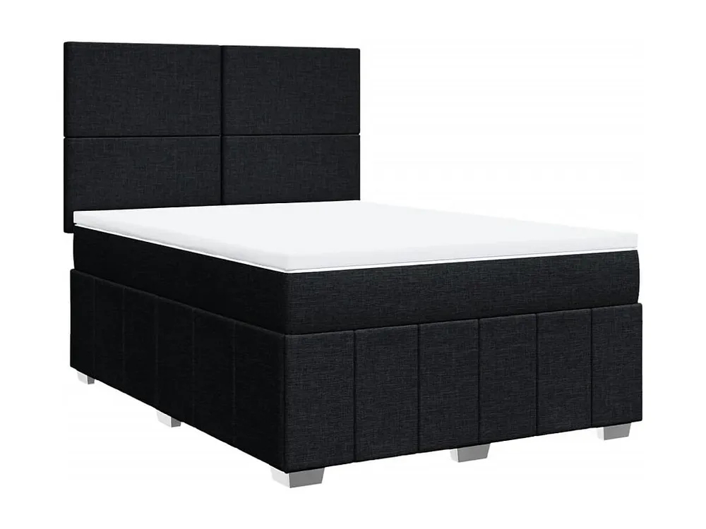 Cama com molas/colchão 140x190 cm tecido preto com Cabideiro Incluso