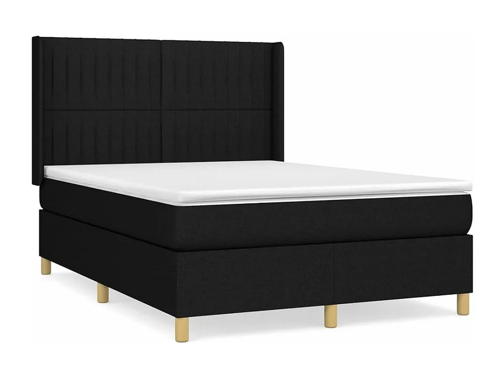 Cama com molas/colchão 140x190 cm tecido preto | Design Escandinavo |