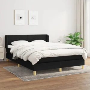 Cama com molas/colchão 140x190 cm tecido preto Medidas Queen Size