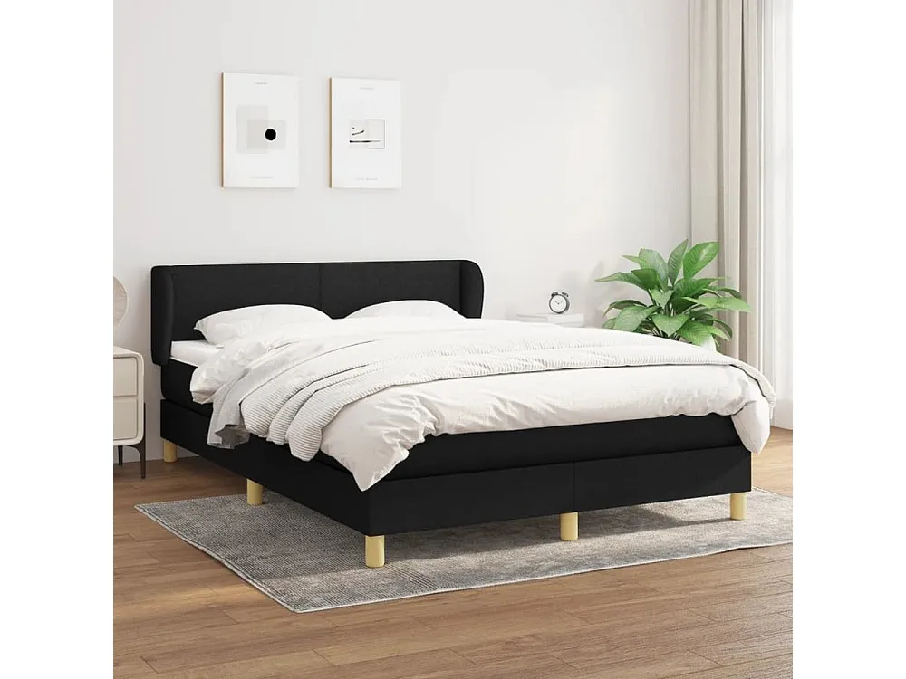 Cama com molas/colchão 140x190 cm tecido preto Medidas Queen Size