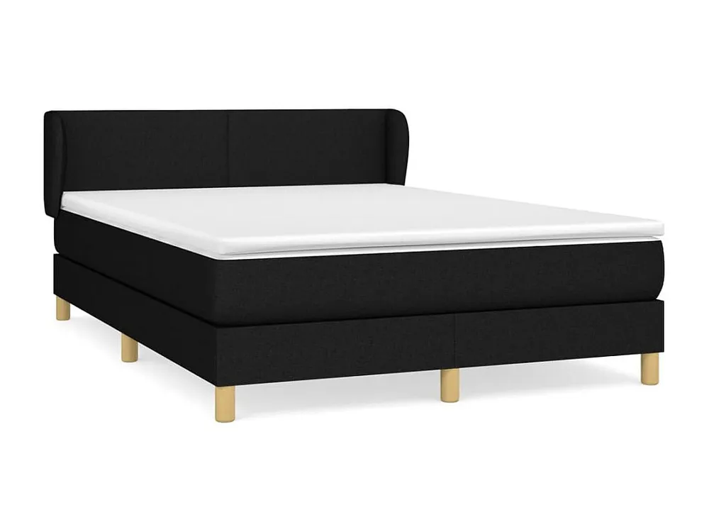 Cama com molas/colchão 140x190 cm tecido preto Medidas Queen Size