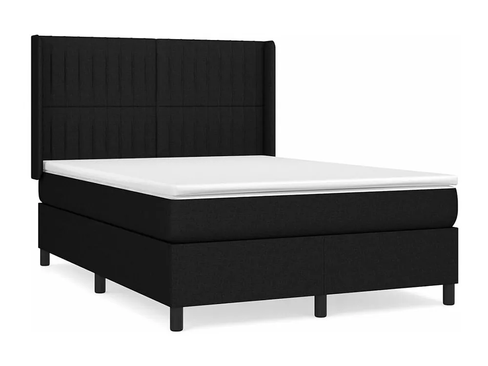 Cama com molas/colchão 140x190 cm tecido preto | Montagem Inclusa