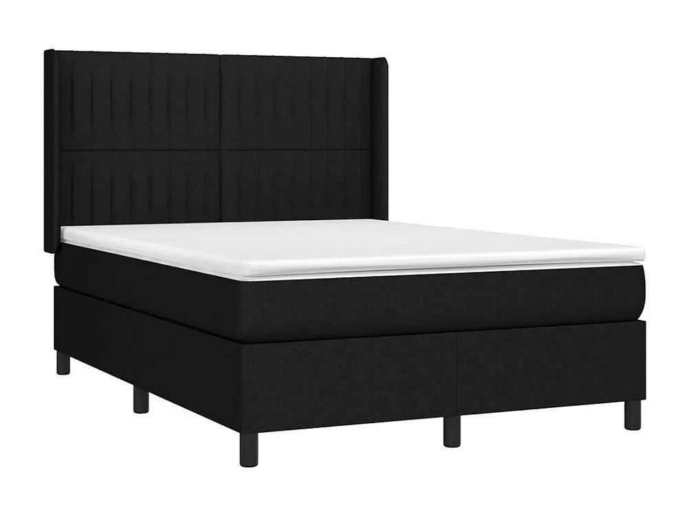 Cama com molas/colchão 140x190 cm tecido preto | Montagem Inclusa