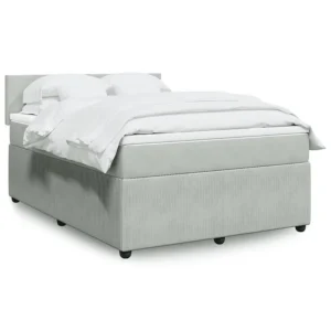 Cama com molas/colchão 140x190 cm veludo cinzento-claro | Design Escandinavo |