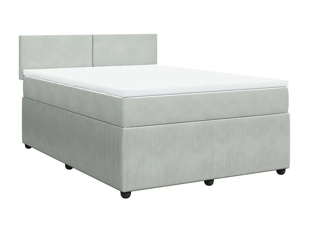 Cama com molas/colchão 140x190 cm veludo cinzento-claro | Design Escandinavo |