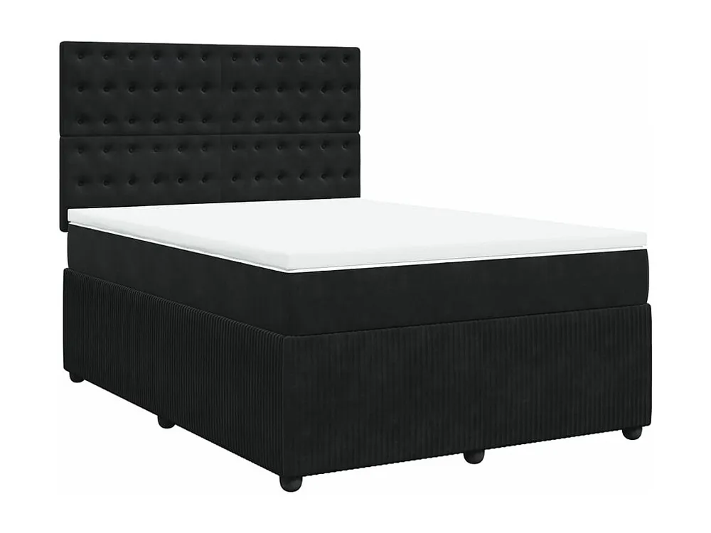 Cama com molas/colchão 140x190 cm veludo preto Edição com Espelho