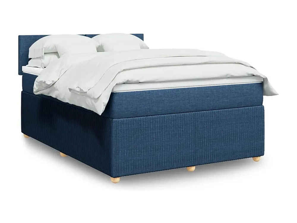 Cama com molas/colchão 140x200 cm tecido azul com Colchão Incluso