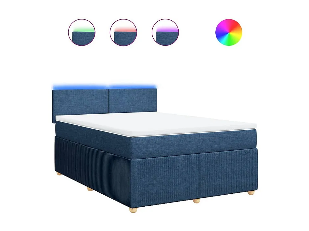 Cama com molas/colchão 140x200 cm tecido azul com Colchão Incluso