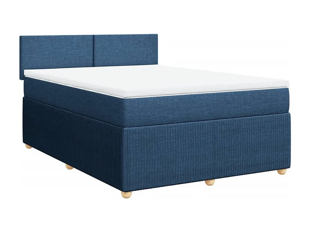 Cama com molas/colchão 140x200 cm tecido azul com Colchão Incluso