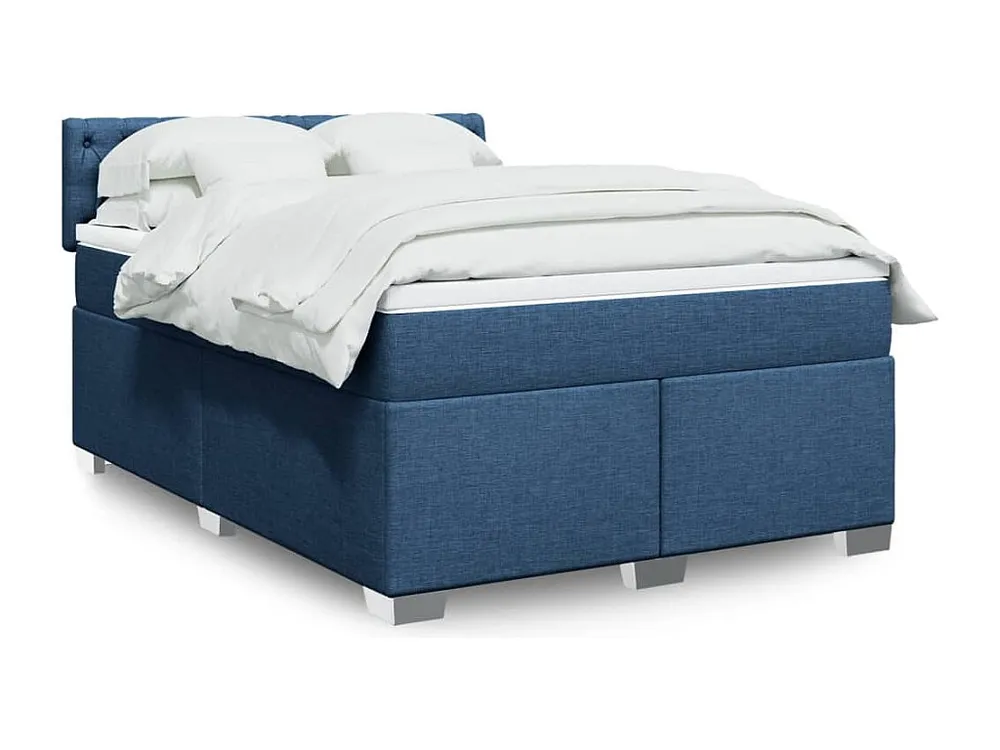 Cama com molas/colchão 140x200 cm tecido azul | Montagem Inclusa