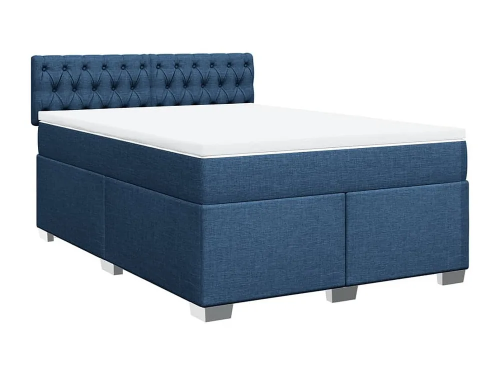Cama com molas/colchão 140x200 cm tecido azul | Montagem Inclusa