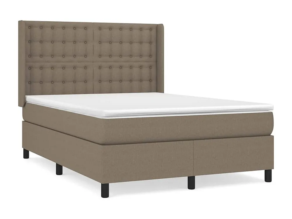 Cama com molas/colchão 140x200 cm tecido castanho-acinzentado | Design Escandinavo |