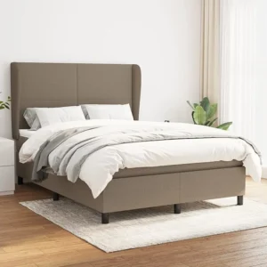 Cama com molas/colchão 140x200 cm tecido castanho-acinzentado com Pés Ajustáveis