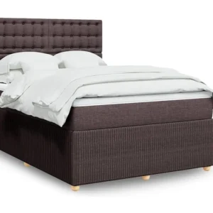Cama com molas/colchão 140x200 cm tecido castanho-escuro Edição com Espelho