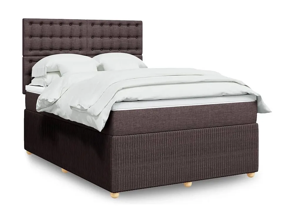 Cama com molas/colchão 140x200 cm tecido castanho-escuro com Cabideiro Incluso