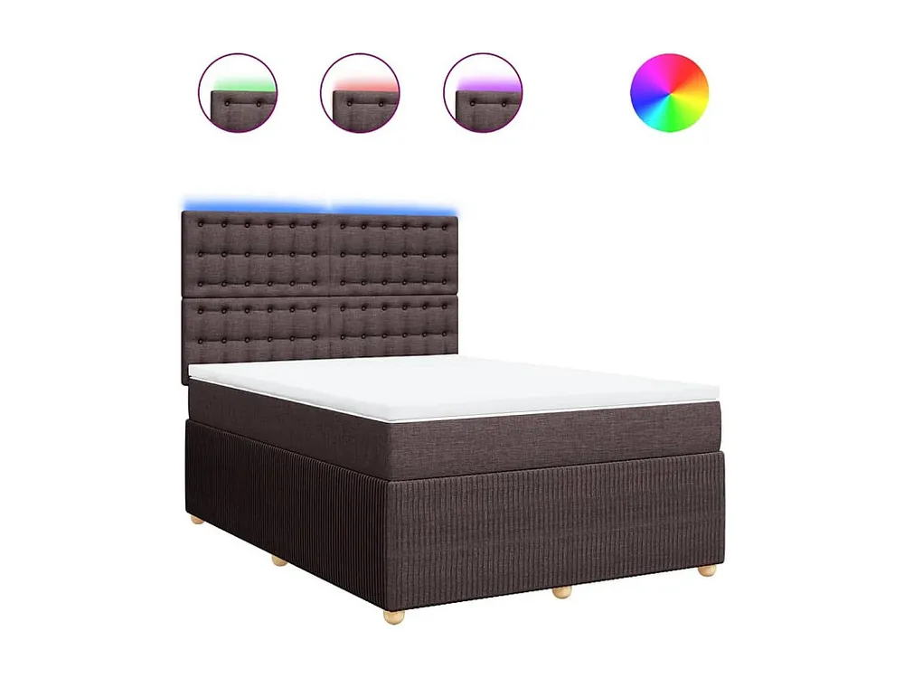 Cama com molas/colchão 140x200 cm tecido castanho-escuro com Cabideiro Incluso