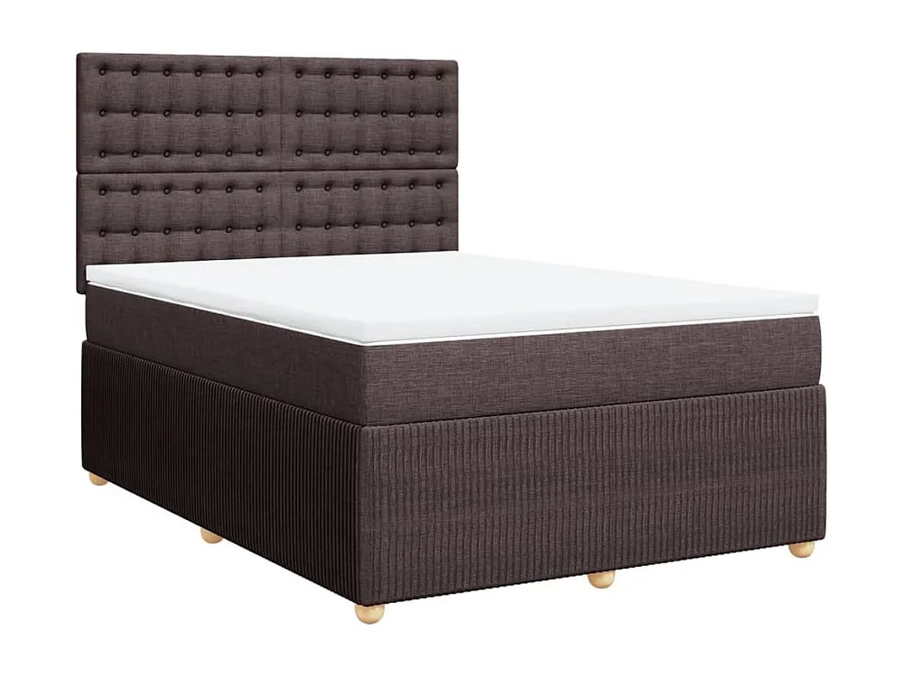 Cama com molas/colchão 140x200 cm tecido castanho-escuro com Cabideiro Incluso