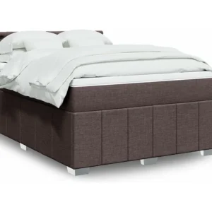Cama com molas/colchão 140x200 cm tecido castanho-escuro Medidas Queen Size